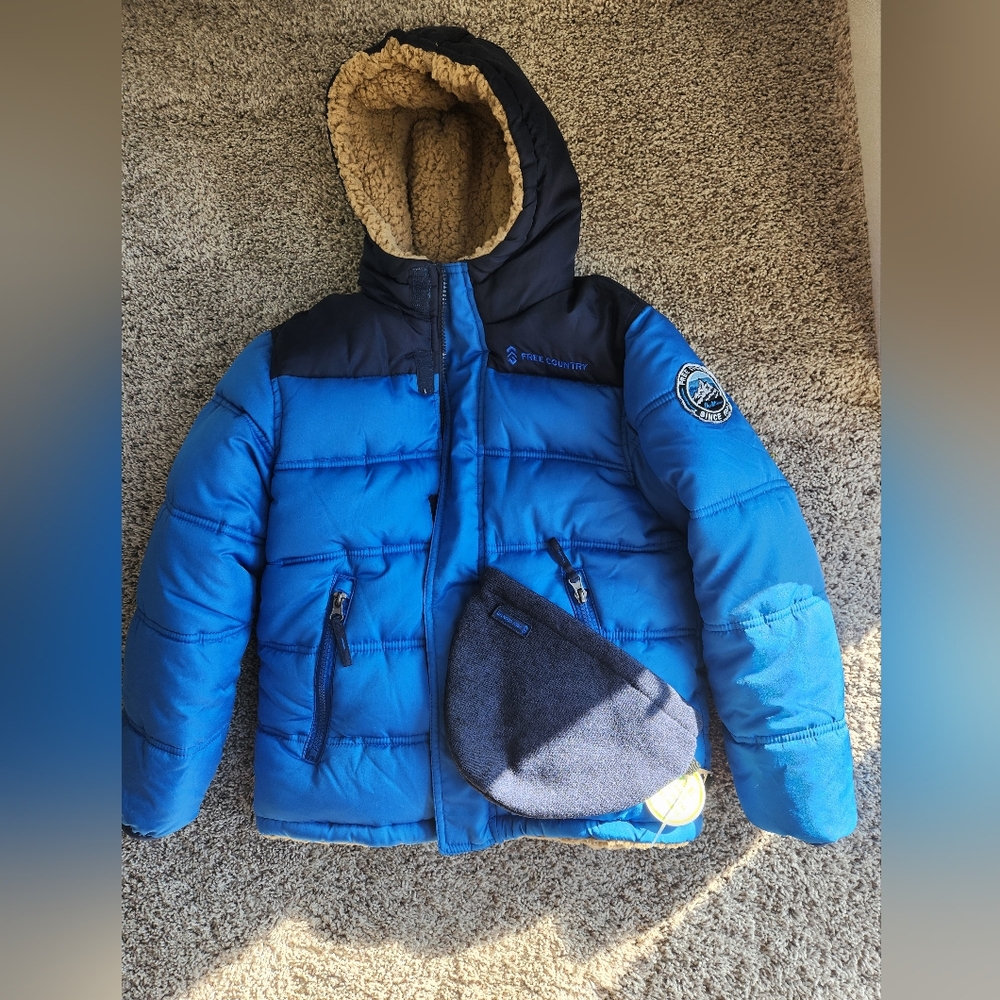 Free Country Kids Reversible Sherpa Jacket - Tan and Navy